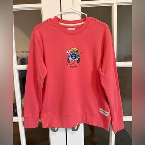 Life is Good Red Sweatshirt with Gone Dog Graphic